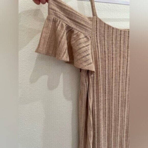Anthropologie Linen Blend Strap Maxi Dress Boho Neutral Gypsy Feminine Western - Picture 3 of 8